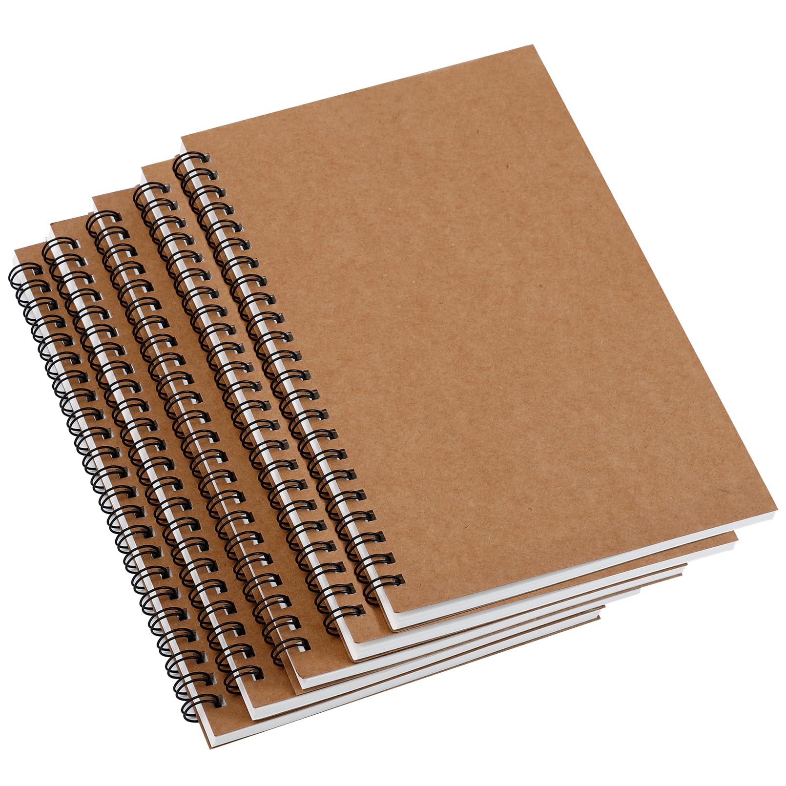 5 Pack Spiral Notebooks, A5 Lined Journal with Kraft Cover